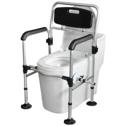Toilet Support Frame with Backrest & Handles | Adjustable | Toilet Handrail Frame | Heavy Duty - Image 1