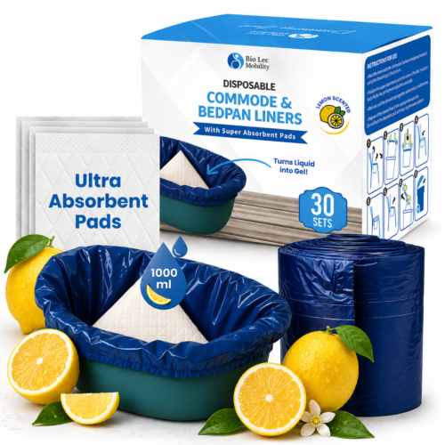 Box of 30 lemon-scented commode liners with absorbent pads.