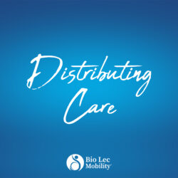 Blue background with the text 'Distributing Care' and 'Bio Lec Mobility' logo.