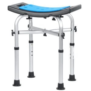 Waterproof Shower Chair Stool for Elderly | Bath Stool | Adjustable Height with Soft Seat