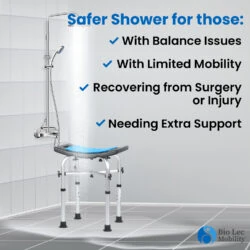 Waterproof Shower Chair Stool for Elderly | Bath Stool | Adjustable Height with Soft Seat - Image 9
