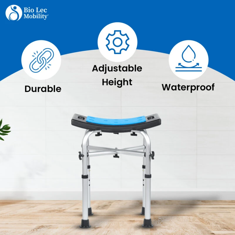 Waterproof Shower Chair Stool for Elderly | Bath Stool | Adjustable Height with Soft Seat - Image 4