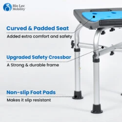 Waterproof Shower Chair Stool for Elderly | Bath Stool | Adjustable Height with Soft Seat - Image 5