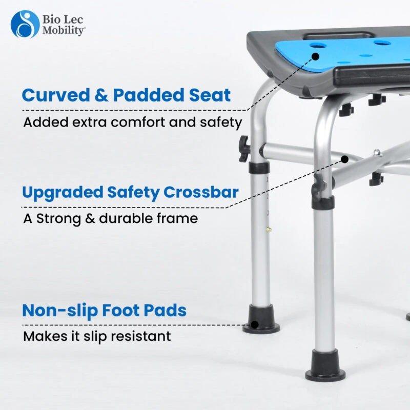 Waterproof Shower Chair Stool for Elderly | Bath Stool | Adjustable Height with Soft Seat - Image 5