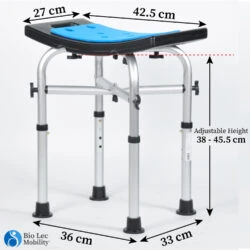 Waterproof Shower Chair Stool for Elderly | Bath Stool | Adjustable Height with Soft Seat - Image 2