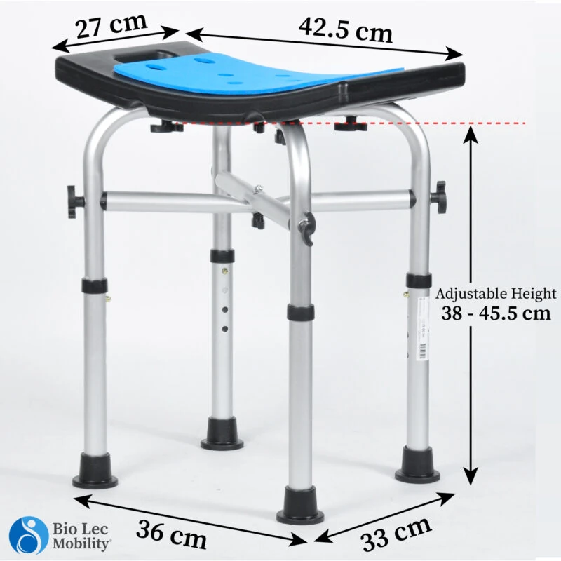 Waterproof Shower Chair Stool for Elderly | Bath Stool | Adjustable Height with Soft Seat - Image 2