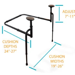 Stander EZ Stand N Go with adjustable dimensions for cushion depths and widths.