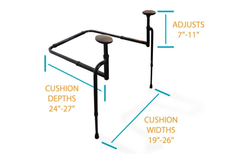 Stander EZ Stand N Go with adjustable dimensions for cushion depths and widths.