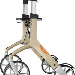 Champagne Let's Fly Rollator with visible wheels and handles.