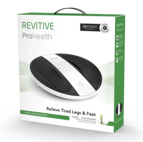 Revitive ProHealth foot massager box with product image and features.