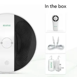 Revitive Circulation Booster with remote, cable, and adapter.