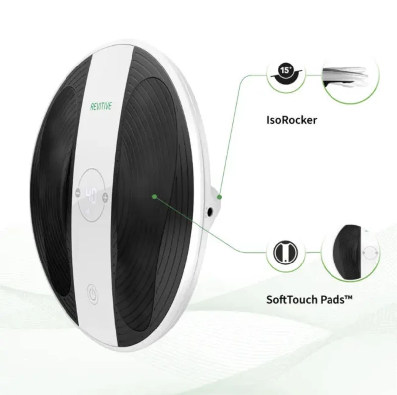 Revitive foot massager with IsoRocker and SoftTouch Pads features.