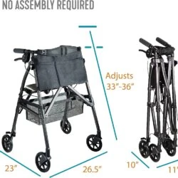 Lightweight Folding Walker With Wheels & Seat | Stander EZ Fold N Go Rollator - Image 15