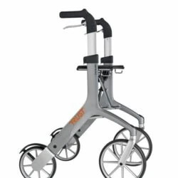 Side view of Let's Fly Rollator with ergonomic handles and large wheels.