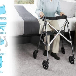 Lightweight Folding Walker With Wheels & Seat | Stander EZ Fold N Go Rollator - Image 6