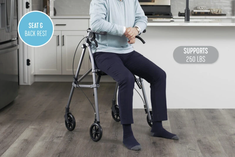 Lightweight Folding Walker With Wheels & Seat | Stander EZ Fold N Go Rollator - Image 10