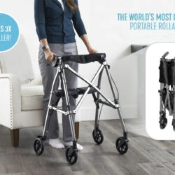 Lightweight Folding Walker With Wheels & Seat | Stander EZ Fold N Go Rollator - Image 7