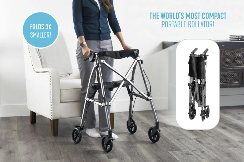 Lightweight Folding Walker With Wheels & Seat | Stander EZ Fold N Go Rollator - Image 7
