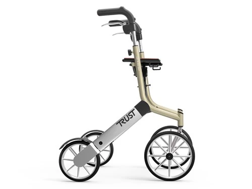 Side view of Trust Rollator with large wheels and ergonomic handles.