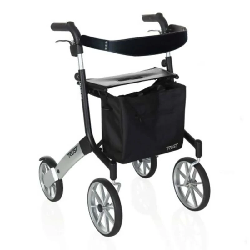 Lets Go Out Rollator with black bag and large wheels.