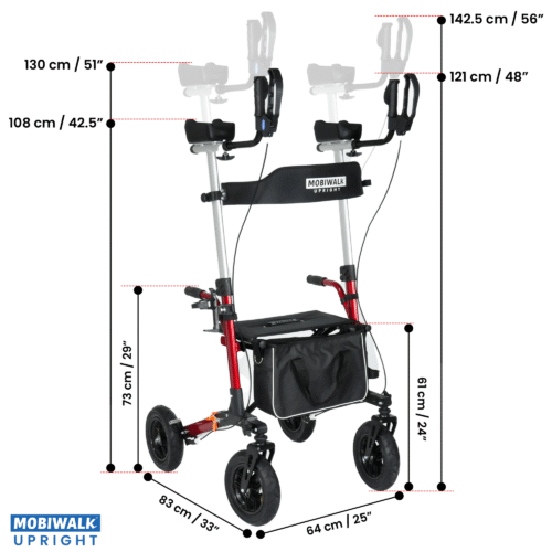 MobiWalk® Upright Walker with Seat | Stand Up Walker for Seniors | Pneumatic Wheels | Forearm Support Rollator for Elderly & Disabled - Image 5