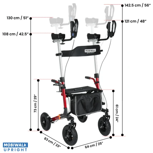 MobiWalk® Upright Walker with Seat | Stand Up Walker for Seniors | Pneumatic Wheels | Forearm Support Rollator for Elderly & Disabled - Image 5