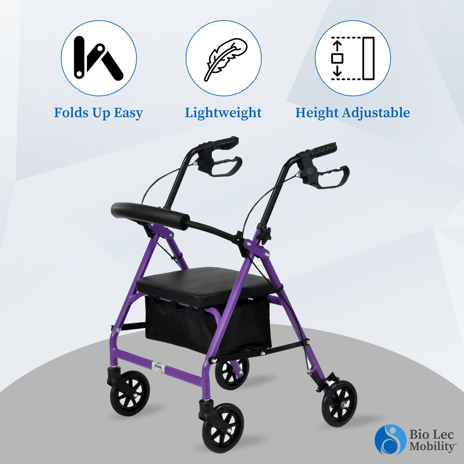 4 Wheel Rollator For Elderly, Walker With Seat, Bio-Lec Mobility UK