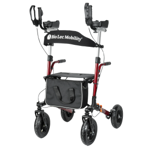 MobiWalk® Upright Rollator with Pneumatic Wheels | Standing Upright Rollator Walker | Forearm Support with Adjustable Backrest