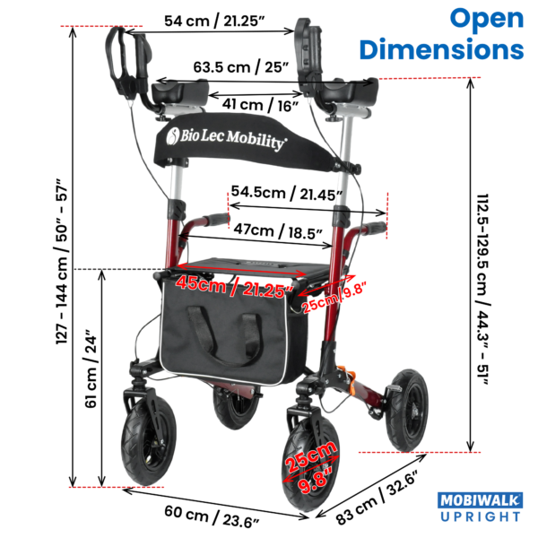 upright rollator with forearm support