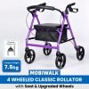 4 Wheel Walker with Seat and Wheels-mobility walking aids-walking aids for elderly people-seniors-Lightweight Four-Wheeled Mobility Walker MobiWalk 4 Wheeled Classic Rollator Bio Lec Mobility