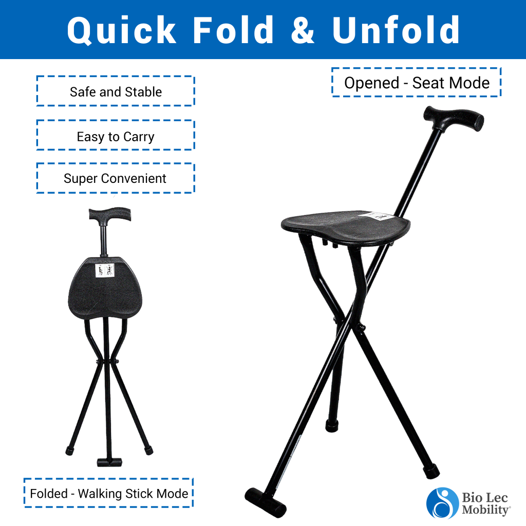 Walking Cane With Chair-Foldable Walking Cane With Seat