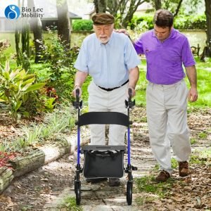 upright folding rollator walking aid for elderly bio-lec mobility forearm support backrest