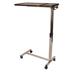Over chair table with twin top and swivel castors.