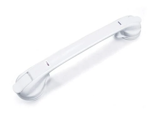 White mobility handle with suction cups on each end.