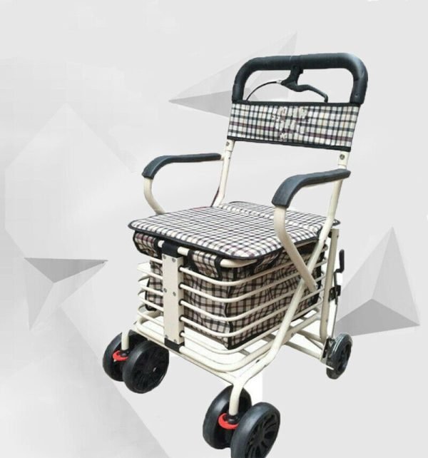 Seated Shopping Trolley with Backrest&Armrest Stable