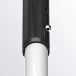 Close-up of adjustable leg mechanism on a bath stool.