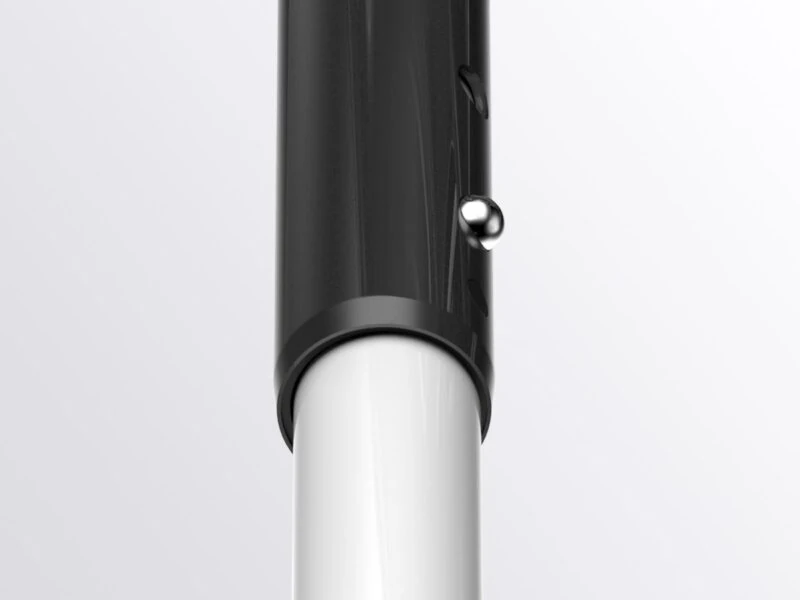Close-up of adjustable leg mechanism on a bath stool.