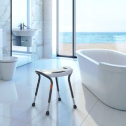 Lets Sing Luxury Bath Stool | Shower Stool with Legs | White Bath Seat | Adjustable Height | - Image 5