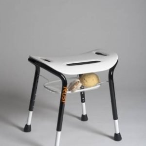 Bath Stool | Shower Stool with Legs | White Bath Seat | Adjustable Height | Lets Sing