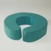 Teal padded toilet seat raiser with a U-shaped design.