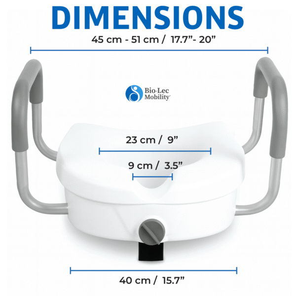 toilet raiser with handles, raised toilet seat UK, toilet seat riser, raised toilet seat with handles, mobility bathroom aid, toilet seat for elderly, post-surgery toilet seat