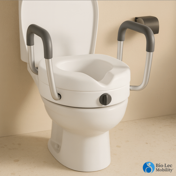 toilet raiser with handles, raised toilet seat UK, toilet seat riser, raised toilet seat with handles, mobility bathroom aid, toilet seat for elderly, post-surgery toilet seat