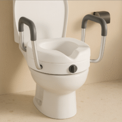Raised Toilet Seat with Handles | 4.7” Toilet Raiser for Elderly | Width Adjustable - Image 1