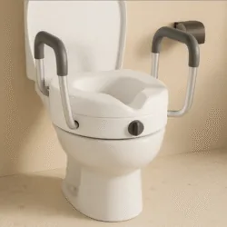 Toilet Raiser, Raised Toilet Seat with Handles | 4.7” Toilet Raiser for Elderly | Width Adjustable