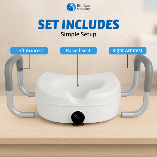 toilet raiser with handles, raised toilet seat UK, toilet seat riser, raised toilet seat with handles, mobility bathroom aid, toilet seat for elderly, post-surgery toilet seat