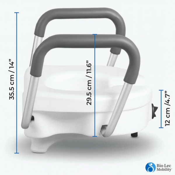 toilet raiser with handles, raised toilet seat UK, toilet seat riser, raised toilet seat with handles, mobility bathroom aid, toilet seat for elderly, post-surgery toilet seat