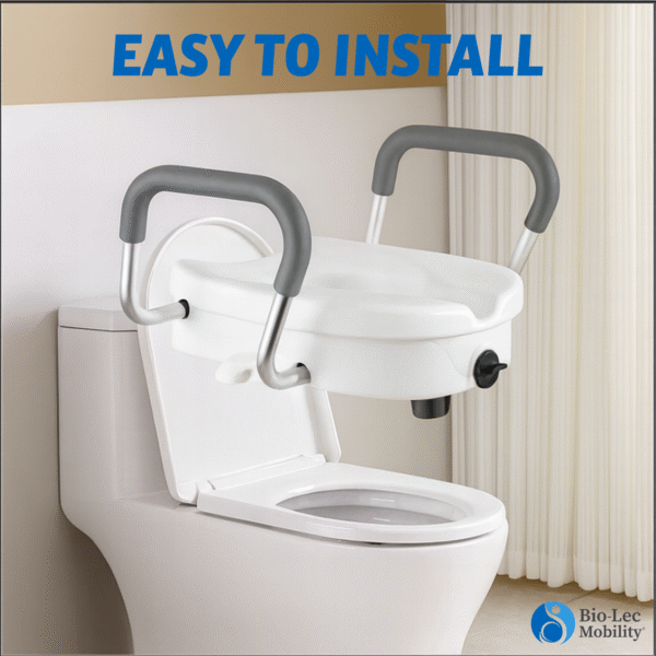 toilet raiser with handles, raised toilet seat UK, toilet seat riser, raised toilet seat with handles, mobility bathroom aid, toilet seat for elderly, post-surgery toilet seat