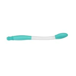 Bottom wiper aid with a white and teal handle.
