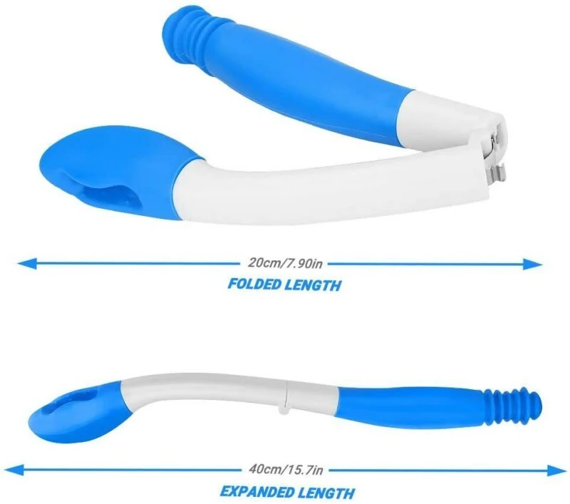 Foldable Bottom Bum Wiper shown in folded and expanded lengths.