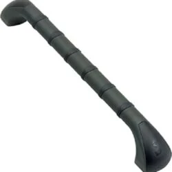 Black outdoor safety handle with non-slip grip rings.